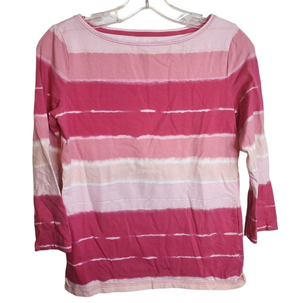 Talbots Pink Striped Talbots Tee, 3/4 Sleeve, XS